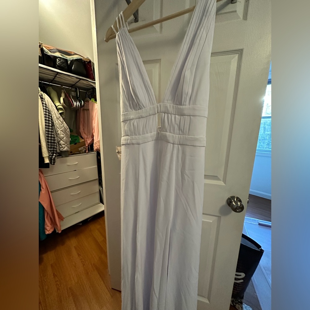 Came and partners White v neck cut out dress with two slits